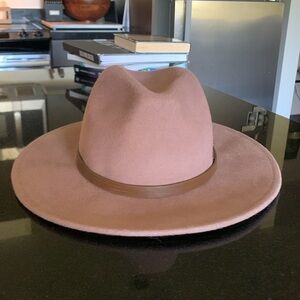 Free People Wythe leather band 100%Wool Western Hat One Size Taupe Brown
